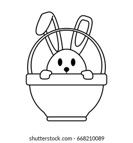 bunny or rabbit with egg and basket easter related icon image 