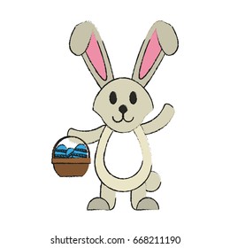 bunny or rabbit with egg and basket easter related icon image 