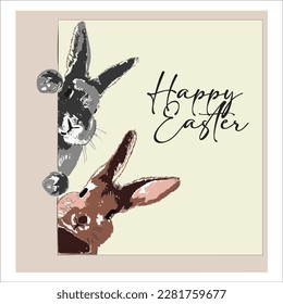 Bunny rabbit for Ester celebration. Happy easter greeting cards template design. Décor art for festive season. 
Suitable design for creative arts, template, poster, postcard, card wishes etc.