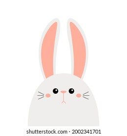 Bunny rabbit face head icon set. Cute kawaii hare animal. Cartoon funny baby character. Kids print for poster, t-shirt, sticker. Love. Scandinavian style. Flat design. White background. Vector