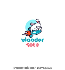 Bunny rabbit fly with rock illustration graphics