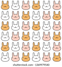 Bunny rabbit illustration. Rabbits pattern. Hare, lapin baby animals background.