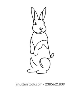 Bunny rabbit line art icon. Abstract outline rabbit. Hand drawn minimalism style