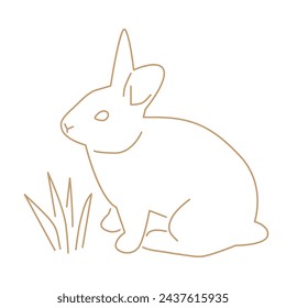 bunny, rabbit line silhouette; symbol of  Easter, spring - vector illustration