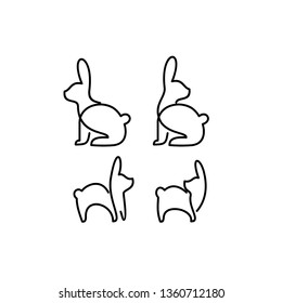 bunny rabbit logo line style outline icon designs vector illustration art monoline