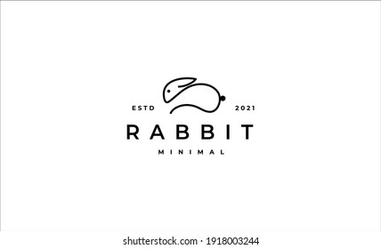 Diseño de vectores de línea con logotipo de conejo o conejo 
