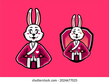 Bunny rabbit mascot Kungfu Vector