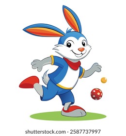 Bunny Rabbit playing boll vector art