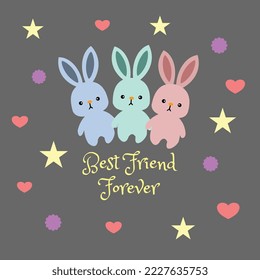 Bunny rabbit post card friend forever