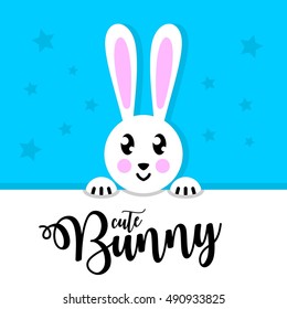 Bunny, Rabbit poster celebration card. Cute rabbit poster