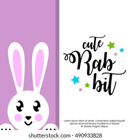 Bunny, Rabbit poster celebration card. Cute rabbit poster