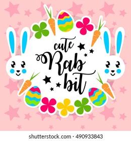 Bunny, Rabbit poster celebration card. Cute rabbit poster