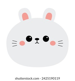 Bunny rabbit round face icon. Cute cartoon kawaii pet baby animal character. Funny baby. Sticker print. Love greeting card. Happy Valentines day. Flat design. Happy Easter. White background. Vector