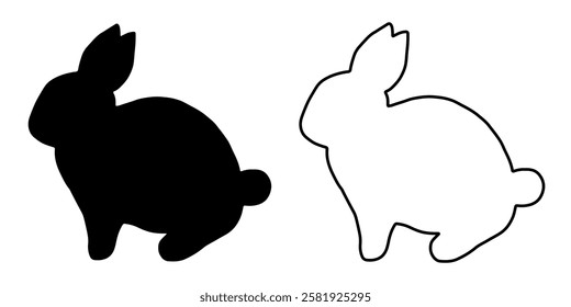 Bunny Rabbit silhouette. Rabbit black silhouette