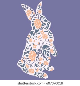  bunny,  rabbit silhouette Easter frame, vector