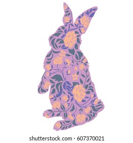  bunny,  rabbit silhouette Easter frame, vector