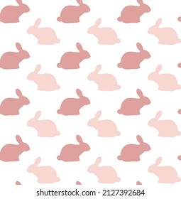 Bunny rabbit silhouette easter pink seamless vector pattern