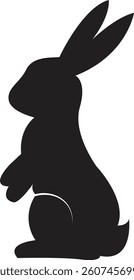 Bunny rabbit silhouette flat icon. Easter bunny. Cutie bunny isolated on transparent background. Suitable for logo, emblem, pictogram, print, design element for greeting card. Vector illustration.