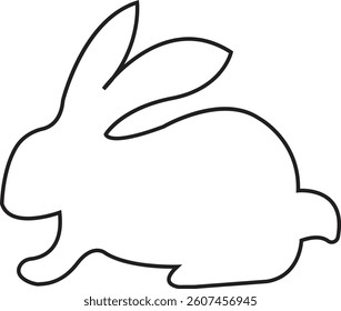 Bunny rabbit silhouette line icon. Easter bunny. Cutie bunny isolated on transparent background. Suitable for logo, emblem, pictogram, print, design element for greeting card. Vector illustration.