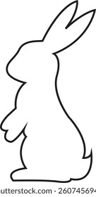 Bunny rabbit silhouette line icon. Easter bunny. Cutie bunny isolated on transparent background. Suitable for logo, emblem, pictogram, print, design element for greeting card. Vector illustration.