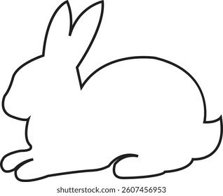 Bunny rabbit silhouette line icon. Easter bunny. Cutie bunny isolated on transparent background. Suitable for logo, emblem, pictogram, print, design element for greeting card. Vector illustration.