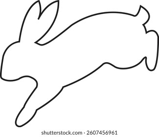 Bunny rabbit silhouette line icon. Easter bunny. Cutie bunny isolated on transparent background. Suitable for logo, emblem, pictogram, print, design element for greeting card. Vector illustration.