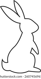 Bunny rabbit silhouette line icon. Easter bunny. Cutie bunny isolated on transparent background. Suitable for logo, emblem, pictogram, print, design element for greeting card. Vector illustration.