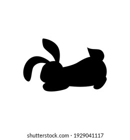 Bunny, rabbit silhouette on white background. Vector illustration.