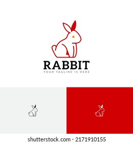 Bunny Rabbit Sit Simple Animal Line Logo