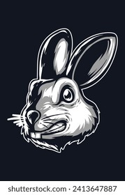 bunny rabbit sketch vector illustration. Minimal bunny line art doodle 