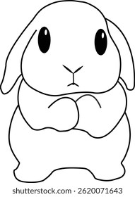 Bunny rabbit standing silhouette outline vetcor illustration.