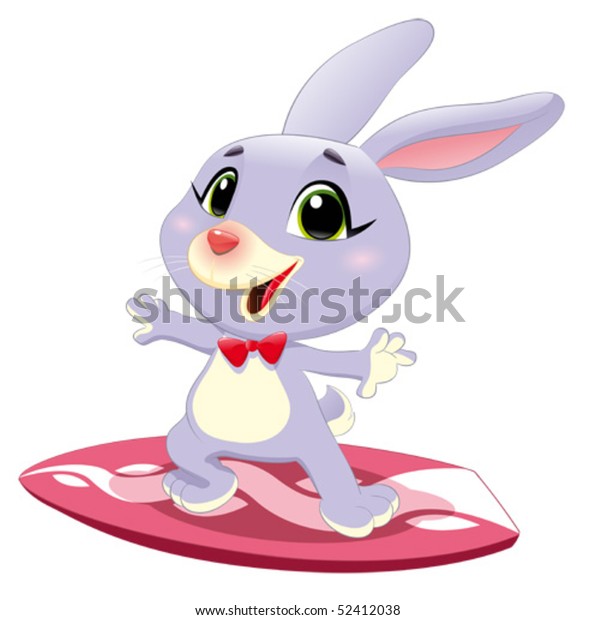 Bunny Rabbit Surf Funny Cartoon Vector Stock Vector Royalty Free 52412038