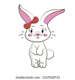 Bunny. Rabbit. Vector character. Cartoon hare. Children's illustration. Vector illustration
