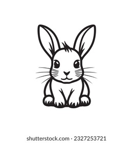 Bunny Rabbit vector icon black and white