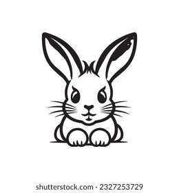 Bunny Rabbit vector icon black and white