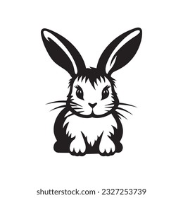 Bunny Rabbit vector icon black and white