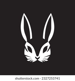 Bunny Rabbit vector icon black and white