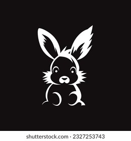 Bunny Rabbit vector icon black and white