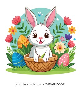 Bunny Rabbit Watercolor Illustration Vector Design 