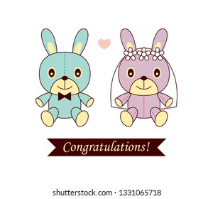 bunny rabbit wedding congratulations card