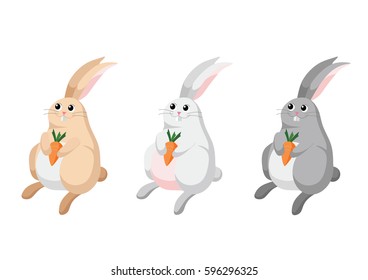 Bunny rabbits with carrots.