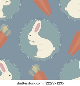 Bunny Rabbits and Carrots Seamless Vector Pattern
