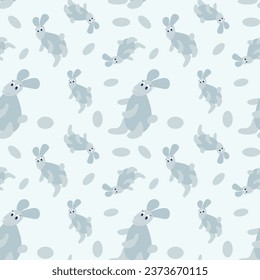 Bunny rabbits pattern, repeating continuous pattern. Winter, Christmas, New Year, Easter, spring. vector.