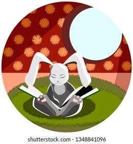 Bunny reading an interesting book