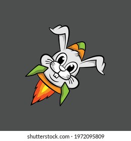 bunny rocket vector logo design