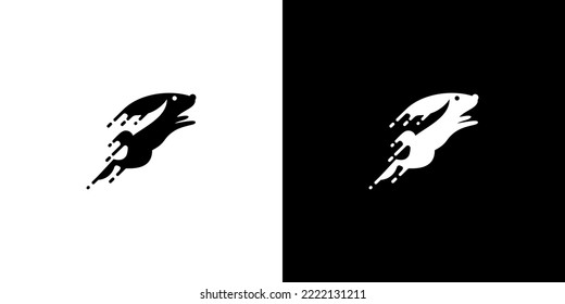 Bunny Run or Rabbit Jump on the grass. Rabbits roam in nature. Design for Icon, Vector, Logo on Easter Day Diskount for sales. Template Desing for Happy Easter, Background, Greeting Carc, Invitations