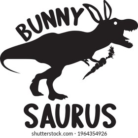 Bunny Saurus Svg easter Bunny. Easter shirt design. Carrot,egg design.Vector illustration isolated on white background. Easter cutting file for Silhouette and Cricut.