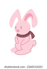 bunny with scarf icon isolated