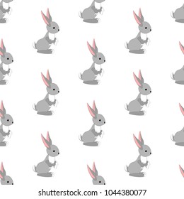 Bunny seamless pattern on the white background. Vector illustration