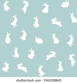 Bunny seamless pattern. Rabbits seamless pattern, border, frame. Design for banner, greeting card, fabric print, Rabbits silhouettes, pajama prints 